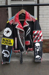 Men's Steampunk Gothic Personalized Jacket, Customize Handmade Bikers Patches Jacket, Motorbike Brando Studded Fashion Jacket,